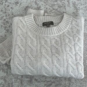 N. Peale Emila Cable Cashmere sweater - Winter Frost - XS